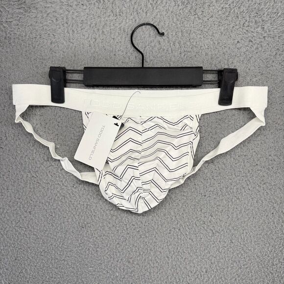 Todd Sanfield Supima Jock Men's XL White Two Line Chevron Underwear Strap NEW - Picture 1 of 9